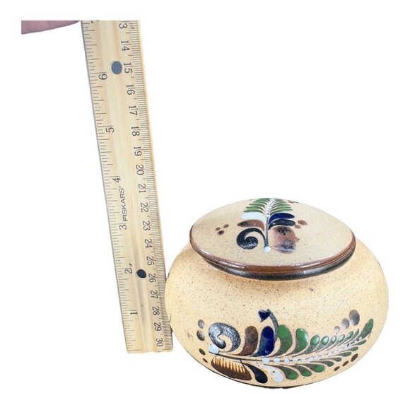 VTG Hand Painted Covered Dish Jewelry Storage Box Mexico Hand Painted Butterfly - Picture 3 of 12